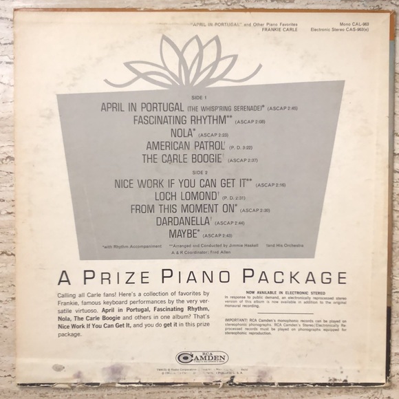Frankie Carle April In Portugal Vinyl Lp '66 - Picture 8 of 8
